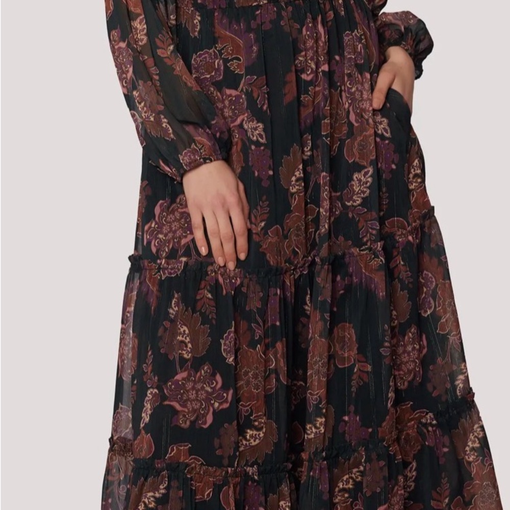 Nordstrom Black and Plum Floral Dress